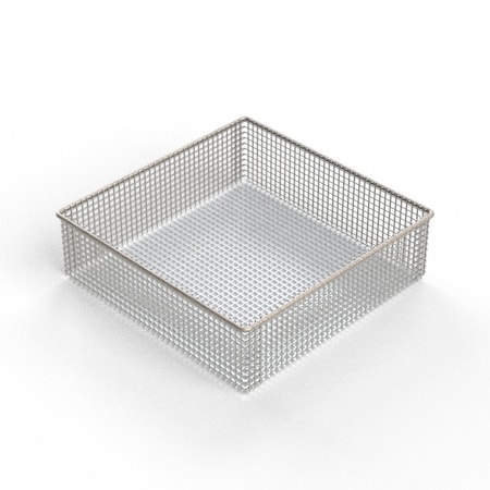 Anysizebasket Light Duty Basket: 10Lx10Wx3H, 304 SS, No Handles, Mesh: 2 x .063 FLB-100100030-N02S